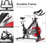 Sunny Health & Fitness Indoor Stationary Exercise Bike, 4-Way Adjustable Seat for Cycling Cardio workout at Home, Optional 49 LB Flywheel, Heavy-Duty & Free SunnyFit App Bluetooth Connect - Image 7