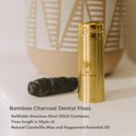 Vegan Bamboo Charcoal Dental Floss with Gold Stainless Steel Container, Made with Natural Candelilla Wax, with 30M x2 Floss Refill, Peppermint, Zero Waste Eco Friendly Products - Image 6