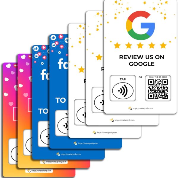 Social Media NFC Card Pack (7-Pack Social Cards)