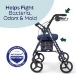 Medline Foldable Steel Rollator with Microban* Protection, 8" Wheels, Comfortable Seat, 300 lbs, Weight Capacity, White - Image 5