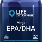 Life Extension Mega EPA/DHA, Omega-3 Fatty acids, Heart & Brain Health, Non-GMO, Gluten-Free, 120 softgels