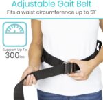 Vive Gait Belt (300lbs) Transfer Belt with Handles - Medical Nursing Safety Patient Assist - Bariatric, Elderly, Handicap, Physical Therapy - PT Gate Strap Quick Release Metal Buckle, Grabbing Teeth - Image 6