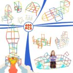 Straw Constructor Toys STEM Building 600Pcs Toy Interlocking Plastic Engineering Thin Tube Blocks Educational Kit for 3 4 5 6 7years Kids Boys and Girls Gift - Image 2