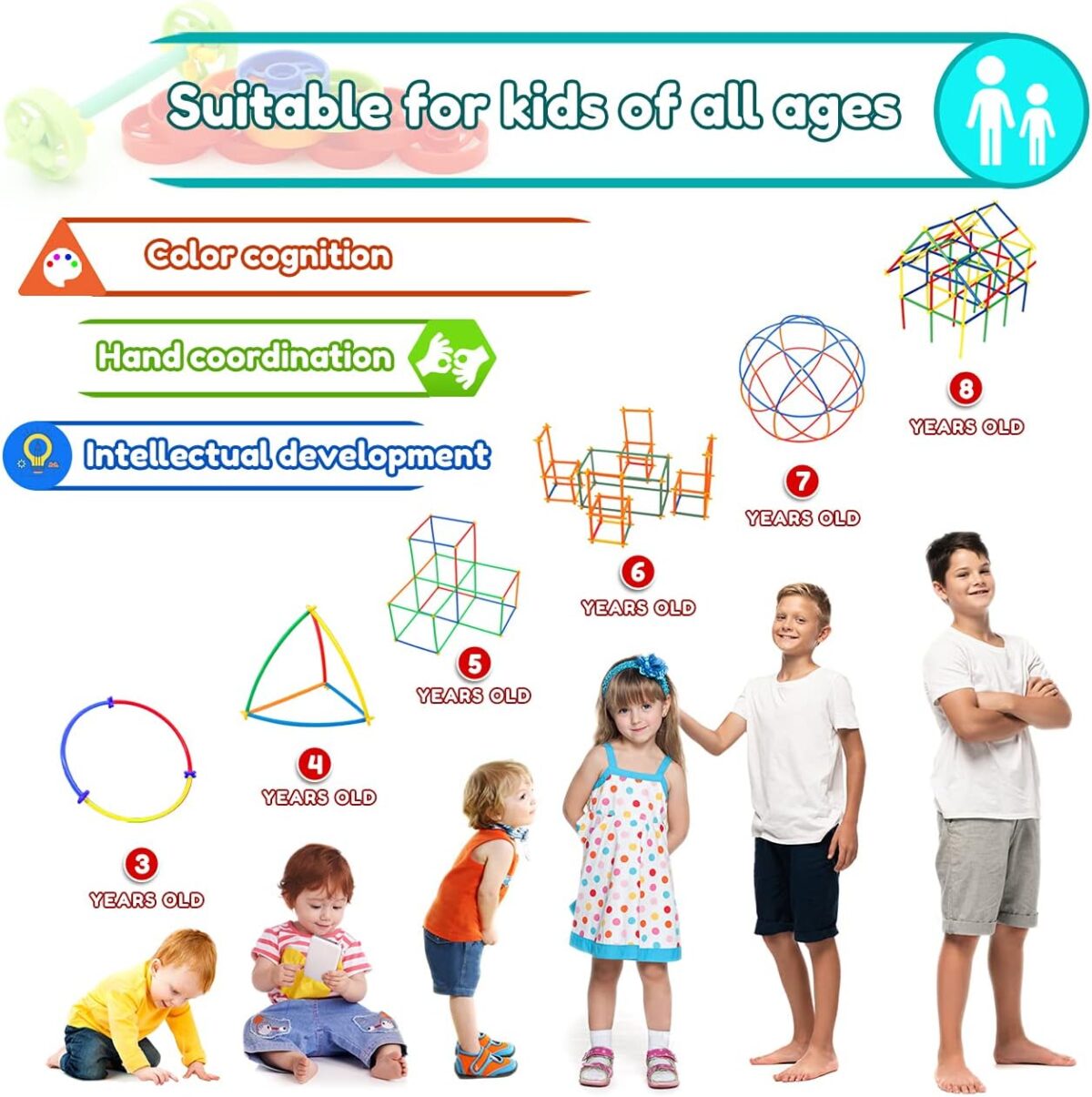 Straw Constructor Toys STEM Building 600Pcs Toy Interlocking Plastic Engineering Thin Tube Blocks Educational Kit for 3 4 5 6 7years Kids Boys and Girls Gift - Image 6
