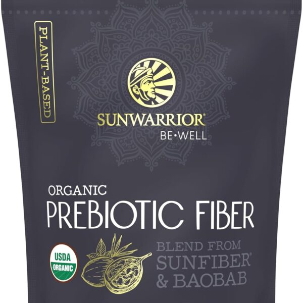 Sunwarrior Fiber Supplement Prebiotic Organic | Vegan Fiber Supplement Plant-Powered Gut Health Booster with Pure Ingredients for Digestive Harmony | Vegan & Non-GMO | 8oz Pouch (30 SRV) Be Well