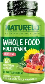 NATURELO Teen Multivitamin - Whole Food Multivitamin - with Minerals for Teenage Boys & Girls - Supplement for Active Kids - Non-GMO - Vegan & Vegetarian - 60 Capsules