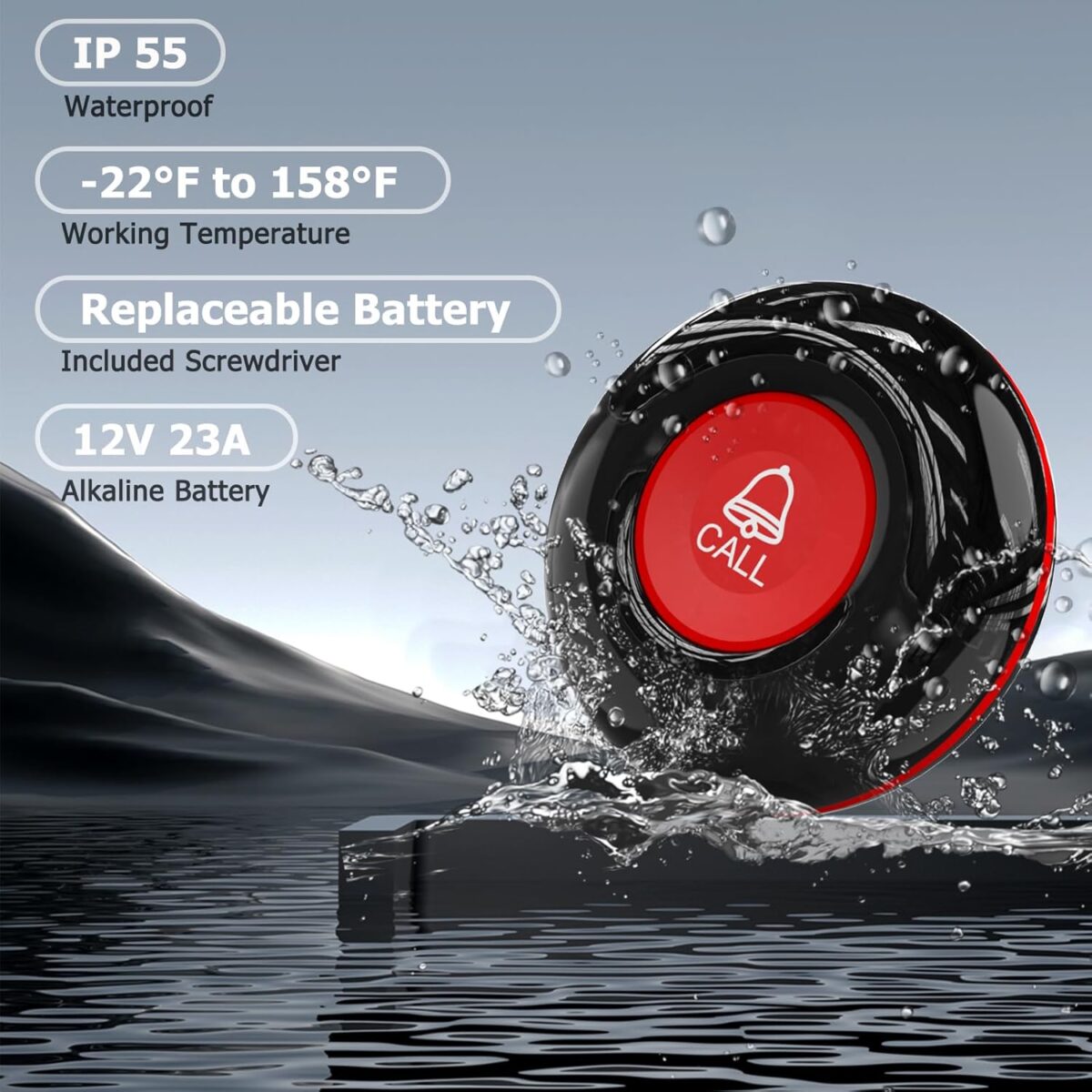 CallToU Caregiver Pager Wireless Call Bell Alert Button for Seniors/Elderly/Patients 1 Plugin Receiver 1 Waterproof Transmitter - Image 4