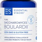 Essential Stacks Saccharomyces Boulardii Probiotics (Non-GMO & Gluten Free) - 5 Billion CFUs for Gut Health (60 Capsules)