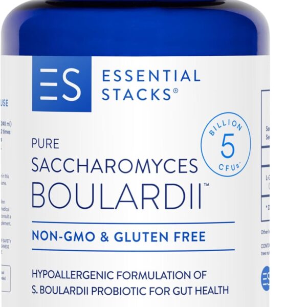 Essential Stacks Saccharomyces Boulardii Probiotics (Non-GMO & Gluten Free) - 5 Billion CFUs for Gut Health (60 Capsules)