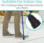 Vive Walking Cane Stick for Women, Men 600 lbs - Offset Handle, Balance, Fashionable Heavy Duty Bariatric 3/4 Inch Rubber Accessories for Seniors, Adults - Lightweight Stable Replacement Mobility Aid - Image 8
