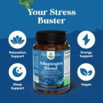 Herbal Adaptogen Mood Support Supplement - Calming Adaptogens Supplement for Stress & Cortisol Management with Ashwagandha Rhodiola Rosea & Maca Root - Vegan Non GMO & Daytime Friendly - 60ct - Image 5