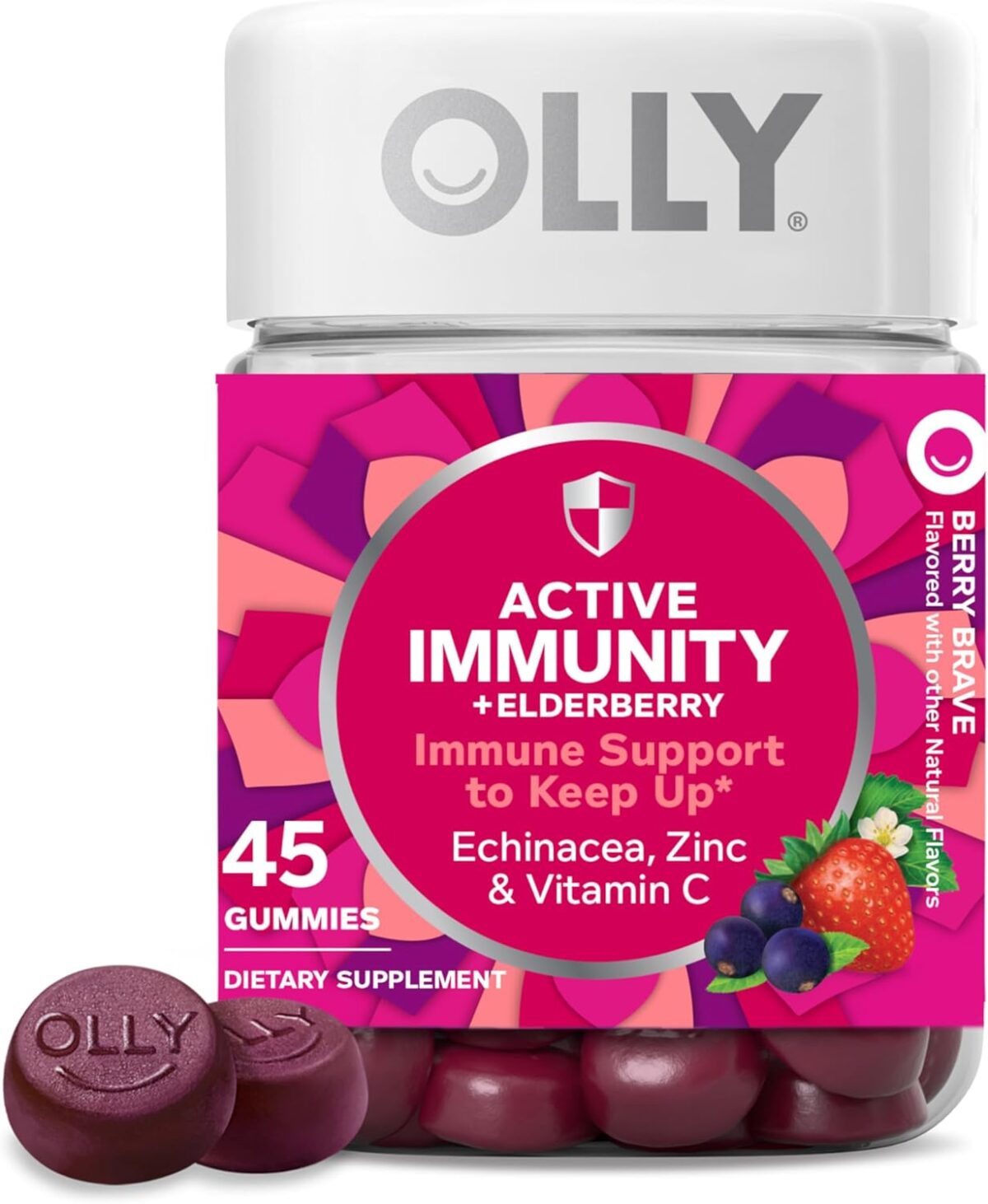 OLLY Immunity Gummy, Immune Support, Elderberry, Zinc, Vitamin C, Supplement, Berry Flavor, 15 Day Supply - 45 Count - Image 1