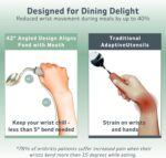 4-Piece Adaptive Utensils Set - 42° Angled Parkinsons Utensils, 2.5 oz Weighted Utensils for Hand Tremors and Parkinsons Patients, Weighted Silverware for Hand Tremors (Grey: Right-Handed) - Image 3