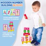 20Pcs Wooden Number Building Blocks, Montessori Number Blocks Math Learning Toys for Kids Digital Educational Counting Toys Learning Toys for Parent-Child Interaction Social Skills Development - Image 5