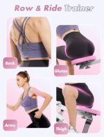 Sportsroyals Pink Squat Machine Rowing Machine for Home 2 in 1 Rower & Squat Assist Workout Foldable Rower for Home Full Body Worikout Adjustable 4 Resistance Bands 330lbs - Image 3