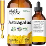 Wild & Organic Astragalus Tincture - Immune Support Supplement w/Astragalus Root Extract - Vegan Tincture for Immunity - Sugar & Alcohol-Free Drops - 4 fl oz