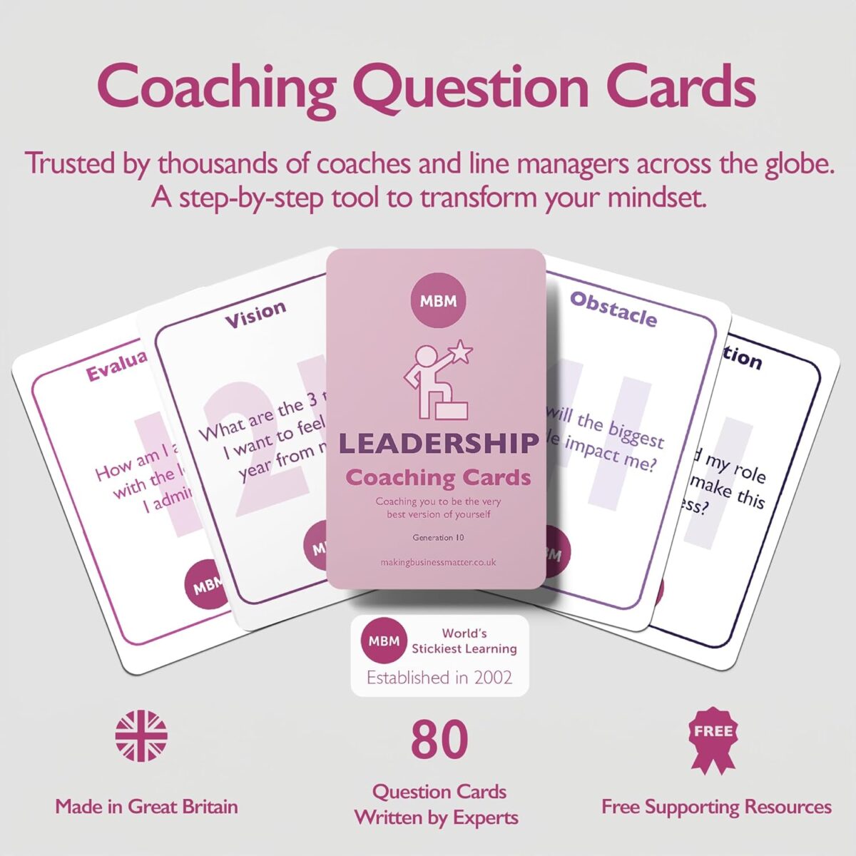 MBM 80 Leadership Coaching Cards. Confidence Building Flash Cards, Emotional Intelligence Conversation Starters & Coaching Tools for Managers - Image 4