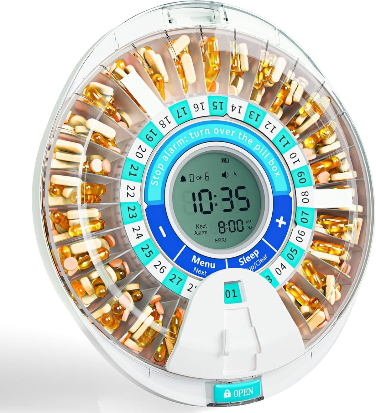 Windtrace Automatic Pill Dispenser for Elderly, Electronic Monthly Pill Organizer with Alarm & Light, 28 Day Smart Lock Medication Dispenser, Timed Pill Dispenser Machine for Prescriptions & Vitamins - Image 1