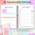 Goal Planner | SMART Goal Setting Kit for the New You, Monthly Habits, Reflections & Vision Boards | Pastel Rainbow A5 - Image 3
