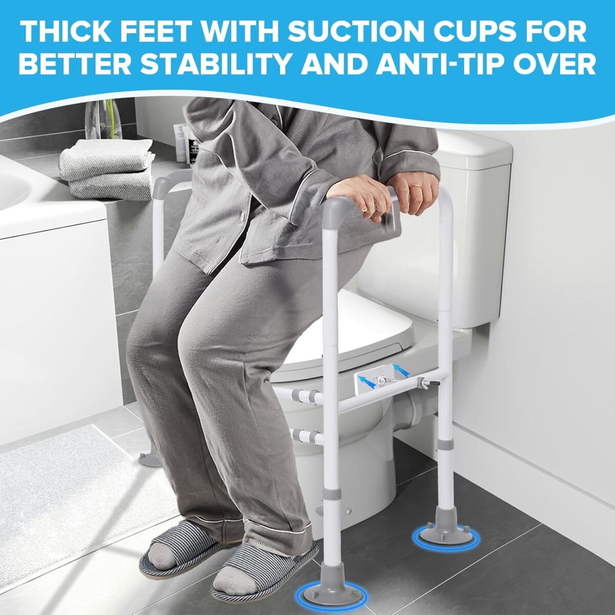 Toilet Safety Rails, Adjustable Toilet Safety Frame, Toilet Safety Rails for Seniors, Toilet Handles for Elderly and Disabled, Toilet Rails for Seniors, Toilet Rails,Elderly Assistance products, 600LB - Image 3