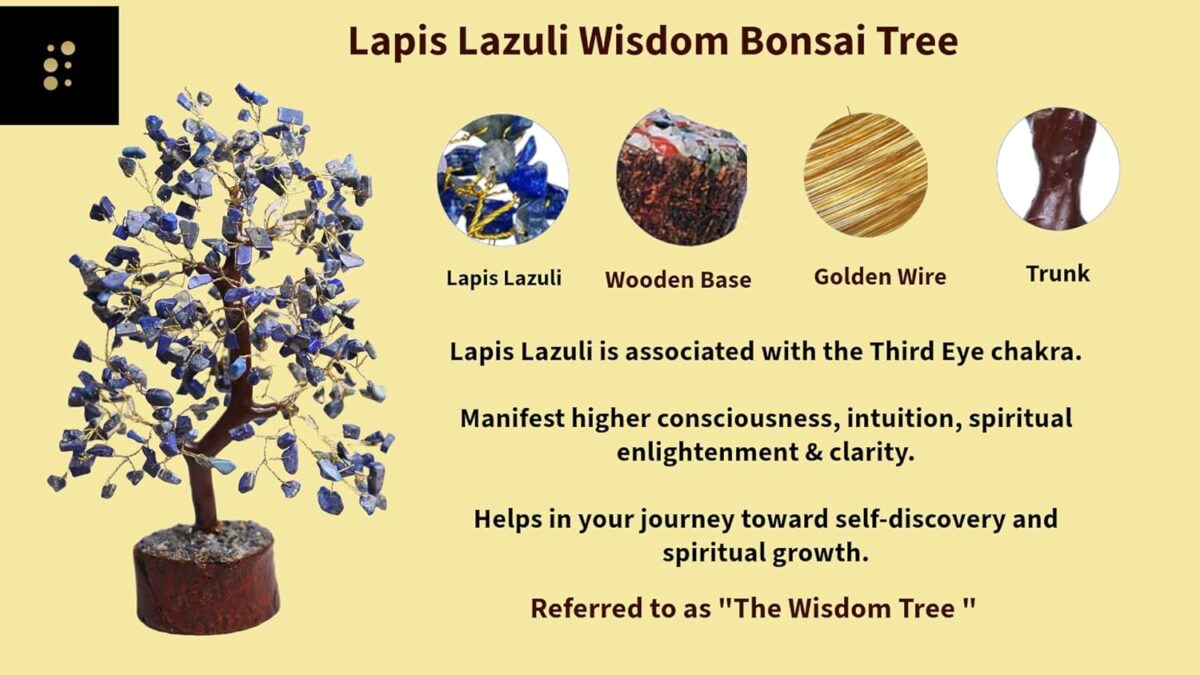Lapis Lazuli Wisdom Bonsai Tree - Crystal Tree of Life for Wisdom & Spiritual Insight - Positive Energy Healing Crystals - Feng Shui Home Decor Spiritual Gift - Image 3