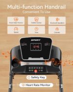 Treadmill for Home, 3.0 HP Treadmill with Incline, Heart Rate Sensors, Digital Display for Walking, Running, and Indoor Fitness Workouts - Image 4