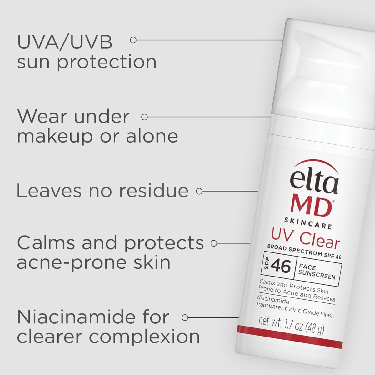 EltaMD UV Clear Face Sunscreen SPF 46, Oil Free Sunscreen with Zinc Oxide, Dermatologist Recommended Sunscreen - Image 3