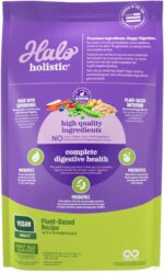 Halo Holistic Plant-Based Recipe With Superfoods, Complete Digestive Health, Vegan Dry Dog Food Bag, Adult Formula, 21-lb Bag - Image 2