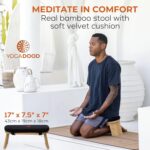 Folding Meditation Bench with Velvet Cushion & Carry Bag - Bamboo Yoga Stool, Seiza Prayer Bench, Travel Meditation Seat - Comfortable Kneeling Chair for Mindfulness, Zen Practice Meditation Stool - Image 2