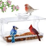 Window Bird Feeder with Non-Marking Self-Adhesive Hooks, Clear and Transparent, Outdoor Wild Bird Watching Gift, Garden Decor