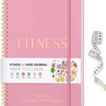 Fitness & Food Journal for Women, Undated 150-day Workout & Wellness Planner with Measuring Tape, Pink Weight Loss Journal for Setting Goals Tracking Exercise Training Diet Progress (9.5’’*7’’)