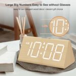 DreamSky Wooden Digital Alarm Clocks for Bedrooms - Electric Desk Clock with Large Numbers, USB Port, Battery Backup Alarm, Adjustable Volume, Dimmer, Snooze, DST, 12/24H, Wood Décor (White) - Image 2