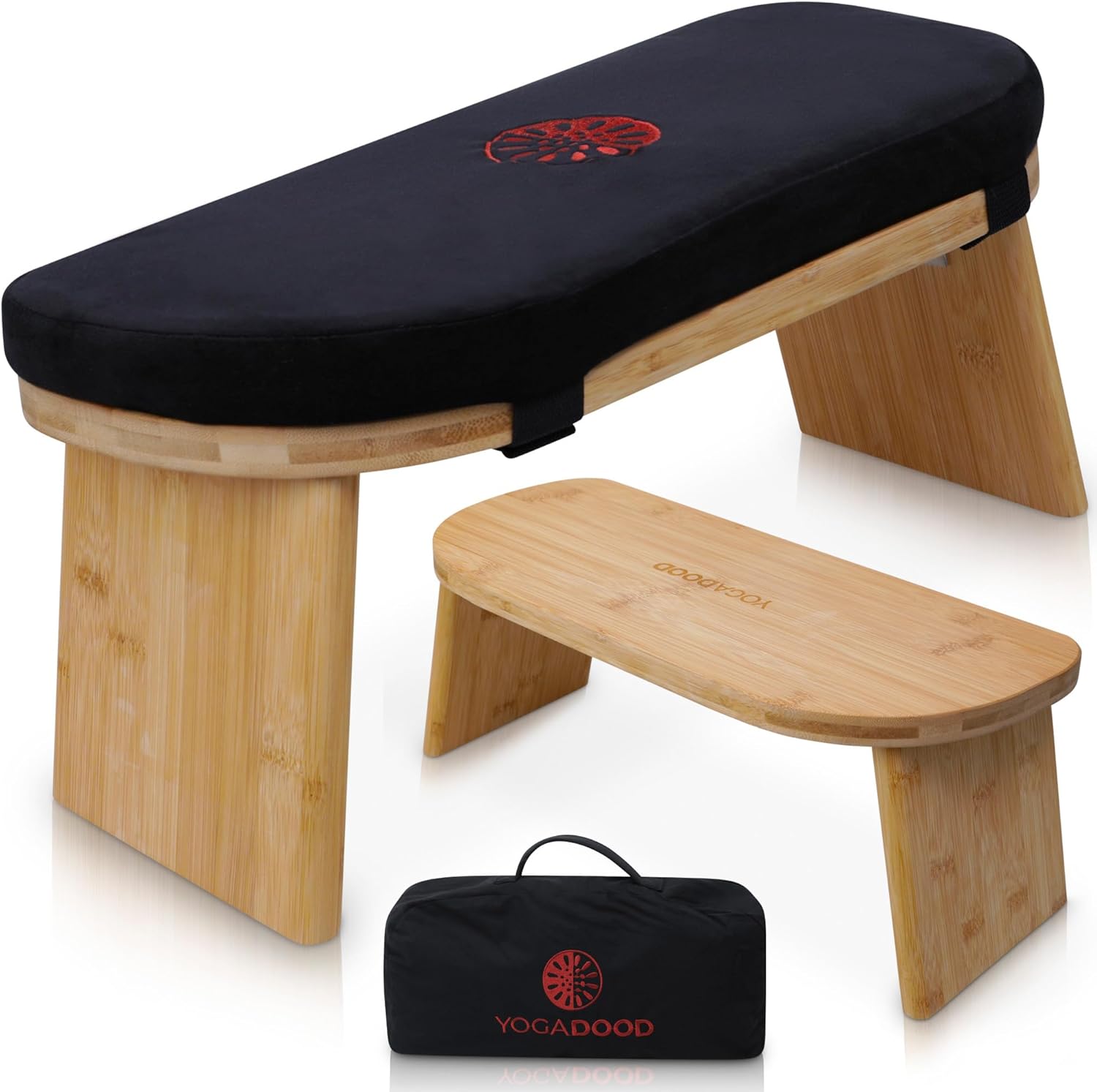 719hhyKTSTL._AC_SL1500_.jpg Folding Meditation Bench with Velvet Cushion & Carry Bag - Bamboo Yoga Stool, Seiza Prayer Bench, Travel Meditation Seat - Comfortable Kneeling Chair for Mindfulness, Zen Practice Meditation Stool - Image 1