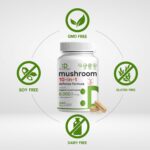 Organic 10-in-1 Mushroom Supplement 8,000mg Per Serving, 240 Capsules – Lions Mane, Turkey Tail, Reishi, Cordyceps & More Mushroom Complex – Immune, Energy & Nootropic Brain Support – Non-GMO - Image 3