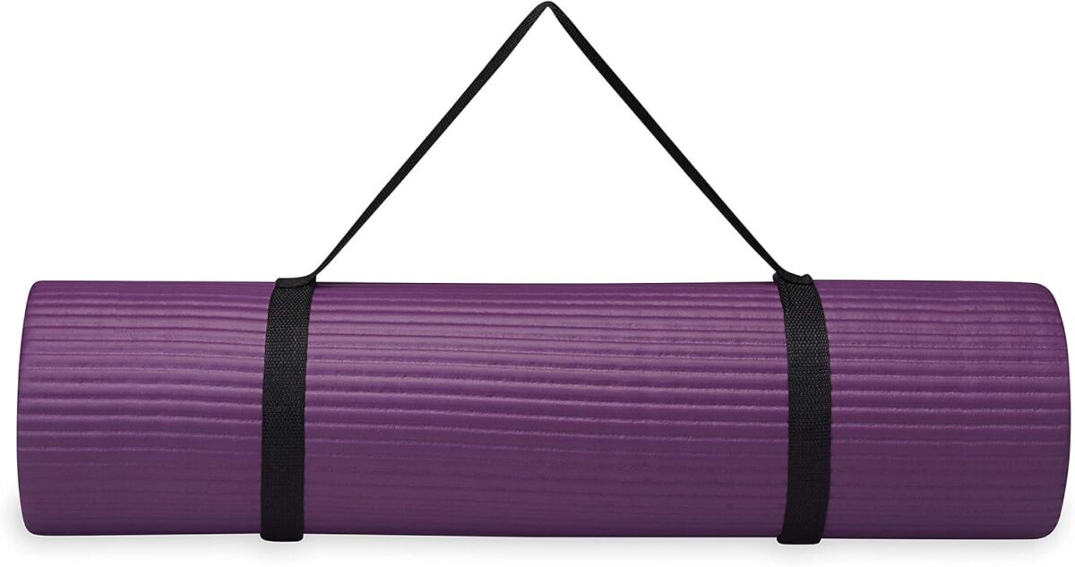 Gaiam Essentials Thick Yoga Mat Fitness & Exercise Mat with Easy-Cinch Yoga Mat Carrier Strap, 72"L x 24"W x 2/5 Inch Thick - Image 8