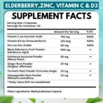 Elderberry Immune Support Supplement 8-in-1 Formula with Echinacea, Vitamin C & Zinc, Vitamin D 5000 IU, Turmeric, Ginger, Ashwagandha – 60 Capsules - Image 3
