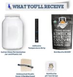 Kombucha Essentials Kit - Includes USDA Organic Kombucha SCOBY + 1-Gallon Glass Fermenting Jar with Breathable Cover + pH Strips + Rubber Band + Adhesive Thermometer - Brew kombucha at Home - Image 3