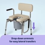 Medline Drop Arm Commode with Padded Seat and Backrest, Durable Toilet Chair for Adults and Seniors, Removable Pail, Splash Guard, Drop Down Arms for Easy Transfer, 350 lb. Weight Capacity, Tan - Image 2