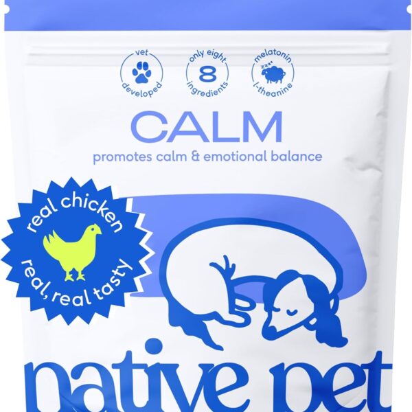 Native Pet Calm Dog Calming Chews - 30 Treats - Dog Melatonin for Small, Medium, Large Breeds – Natural Anxiety Relief, Calming & Sleep Aid – Puppy Essentials