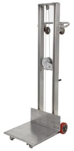Vestil ALLW-2020-FW Aluminum Lite Load Lift With Winch and Fixed Wheels 20 In. x 20 In. Platform 400 Lb. Capacity Silver - Image 2
