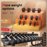 Adjustable Dumbbells, 10/25/35/55/70/90lbs Free Weight Set with Connector, 4 in1 Dumbbells Set Used as Barbell, Kettlebells, Push up Stand, Fitness Exercises for Home Gym Suitable Men/Women - Image 5