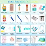 Sundaymot Doctor Kit for Kids, 34 Pcs Pretend Playset for Toddlers, Doctor kit for Toddlers 3-5, with Medical Bag, Stethoscope and Other Accessories, for Boys and Girls Fun Role Playing Game - Image 6