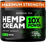 REMEDIAL PAX Instant Hеmp Cream – Soothes Discomfort in Muscles Joints Nerves Back Neck Knees Shoulders Hips– Maximum Joint Support – MSM Turmeric and Arnica – All-Natural Formula