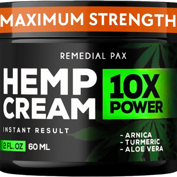 REMEDIAL PAX Instant Hеmp Cream – Soothes Discomfort in Muscles Joints Nerves Back Neck Knees Shoulders Hips– Maximum Joint Support – MSM Turmeric and Arnica – All-Natural Formula
