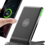 INIU Wireless Charger, 15W Fast Qi-Certified Wireless Charging Station with Sleep-Friendly Adaptive Light Compatible with iPhone 16 15 14 13 Pro XS 8 Plus Samsung Galaxy S25 S24 S23 Note 20 Google etc