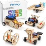 Poraxy STEM Model Car Kits, Toys for Boys Age 8-12, 5 in 1 Kids Wood Building Kit 8-10, 3D Wooden Puzzles, Educational Science Crafts Kits, Birthday Gifts for 8 9 10 11 12 13 14 Years Old Boys