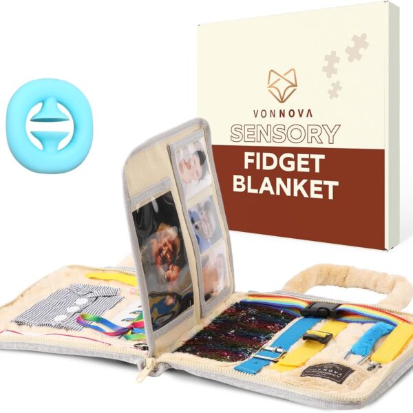 VonNova Fidget Blanket - Dementia Products for Elderly - Fidget Blanket for Adults with Dementia - Alzheimers Activities - Lap Blankets for Elderly - Busy Board