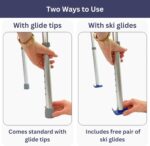 Foldable Lightweight Two Button Walker with 5” Wheels, Includes Ski Glides - Folding Design Ideal for Seniors and Elderly Adults - Adjustable for Tall Men and Women - Standing Handicap Mobility Aids - Image 6