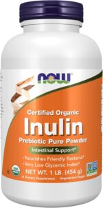 NOW Foods Supplements, Inulin Prebiotic Pure Powder, Certified Organic, Non-GMO Project Verified, Intestinal Support*, 1-Pound
