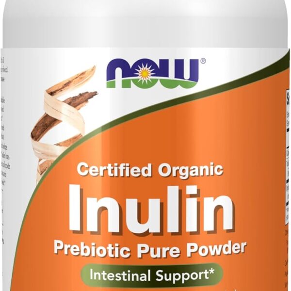 NOW Foods Supplements, Inulin Prebiotic Pure Powder, Certified Organic, Non-GMO Project Verified, Intestinal Support*, 1-Pound